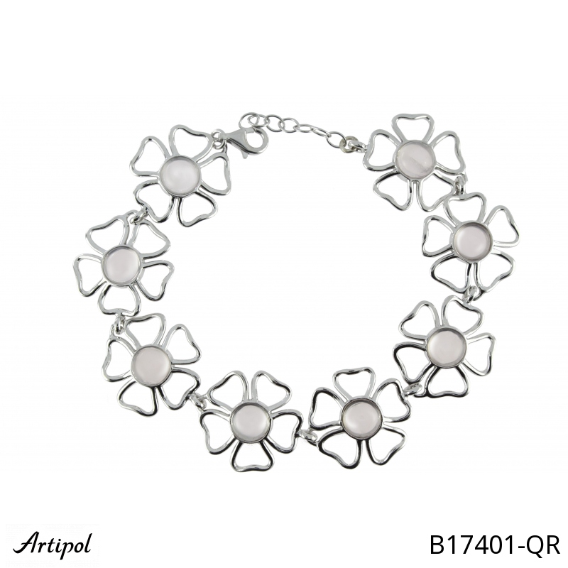 Bracelet B17401-QR with real Rose quartz