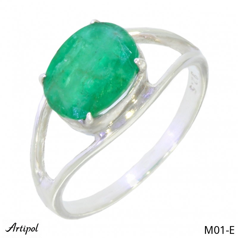 Ring M01-E with real Emerald