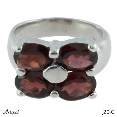 Ring J20-G with real Red garnet