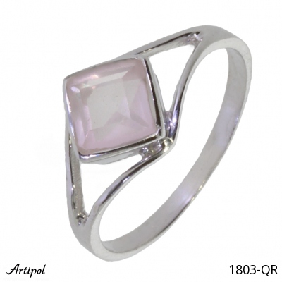 ring 1803 qr with real rose quartz rhodium plated silver jewellery for woman