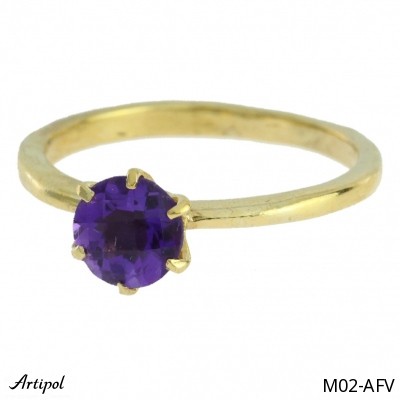 Ring M02-AFV with real Amethyst gold plated