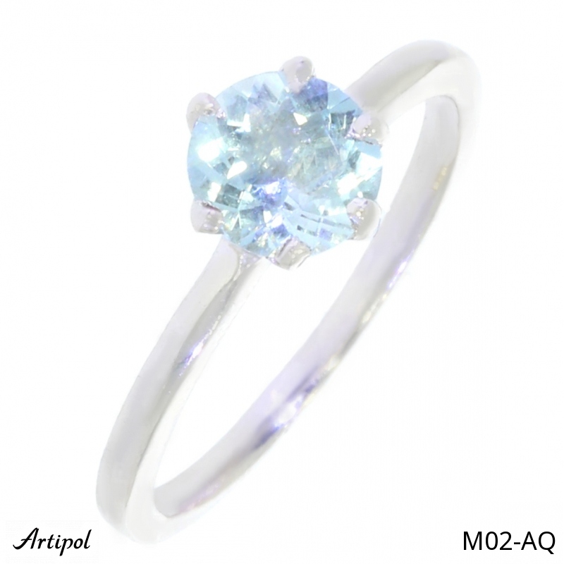 Ring M02-AQ with real Aquamarine