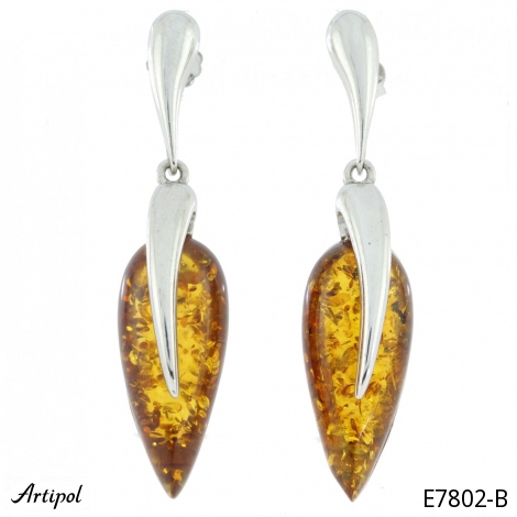 Earrings E7802-B with real Amber