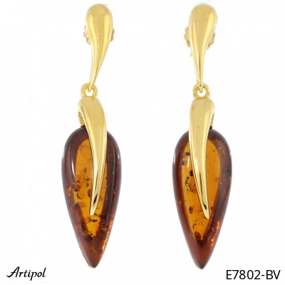 Earrings E7802-BV with real Amber gold plated