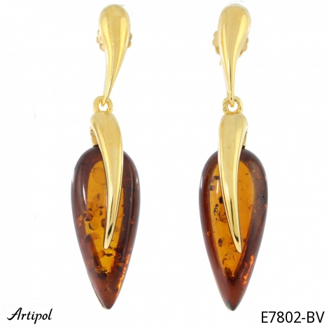 Earrings E7802-BV with real Amber gold plated