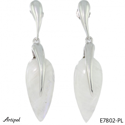Earrings E7802-PL with real Rainbow Moonstone