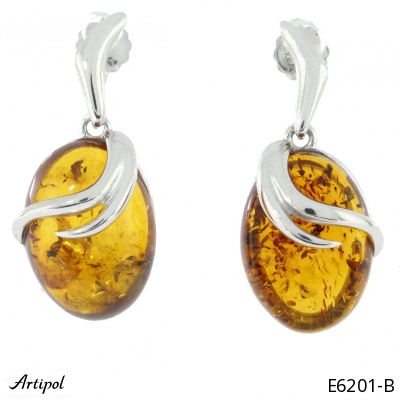 Earrings E6201-B with real Amber