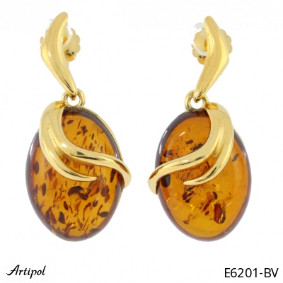 Earrings E6201-BV with real Amber gold plated
