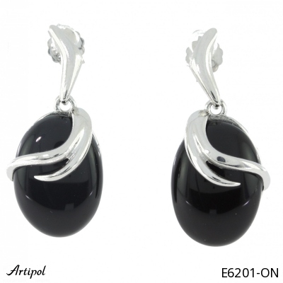Earrings E6201-ON with real Black onyx