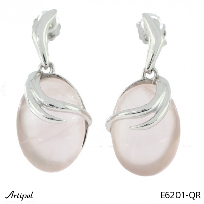 Earrings E6201-QR with real Quartz rose