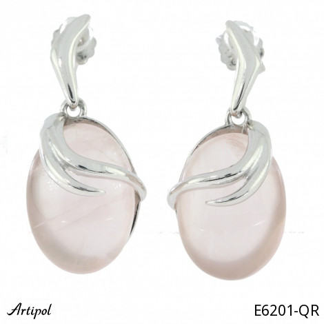 Earrings E6201-QR with real Rose Quartz