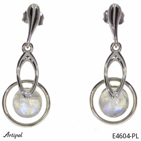 Earrings E4604-PL with real Rainbow Moonstone