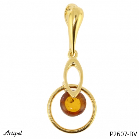 Pendant P2607-BV with real Amber gold plated