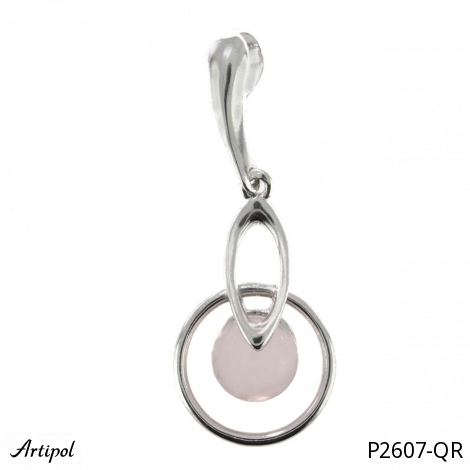 Anhänger P2607-QR mit echter Rosenquarz