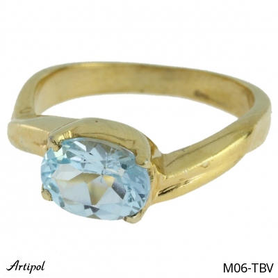 Ring M06-TBV with real Blue topaz gold plated