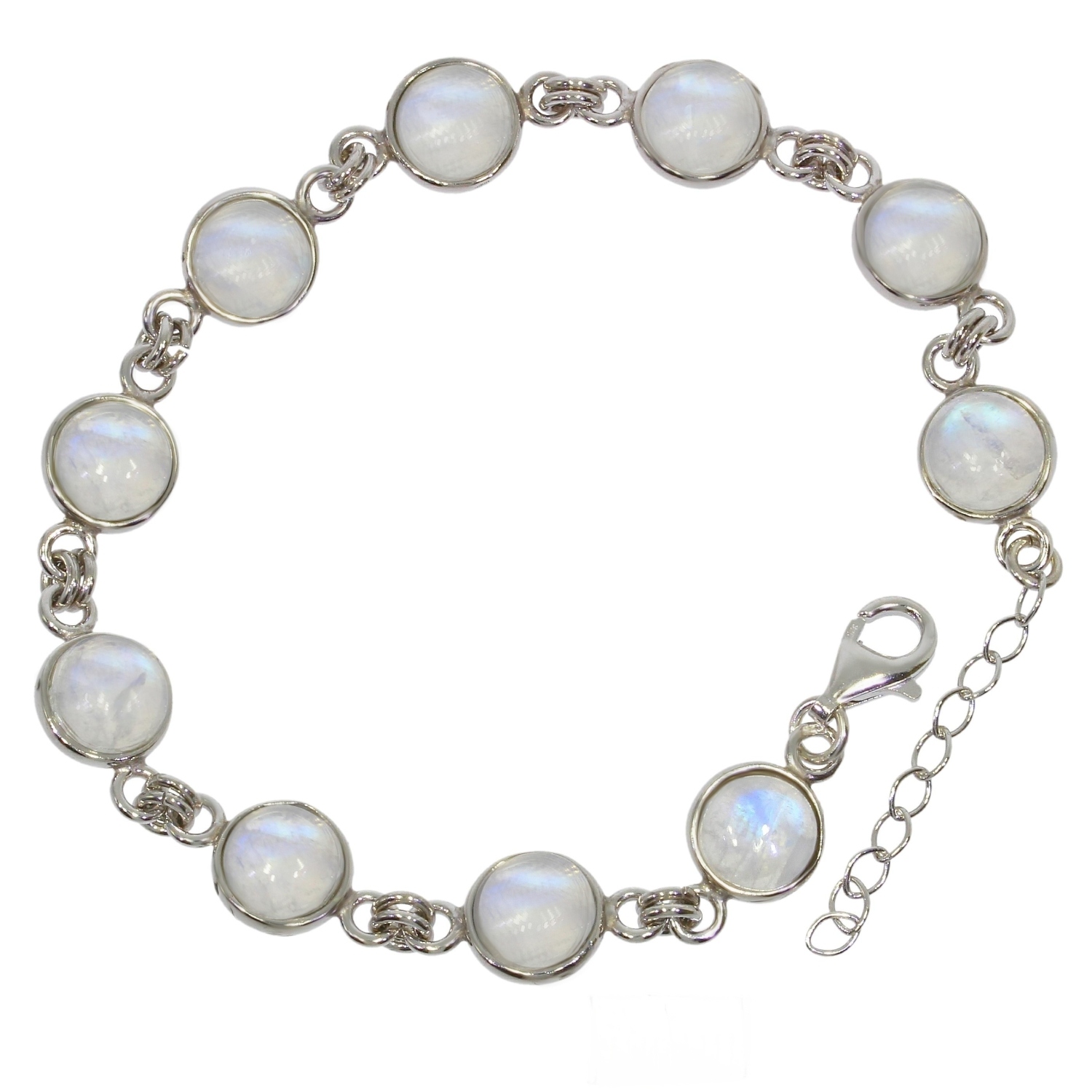 POPLYKE Bracelet De Cheville Argent 925 Pierre De Lune Double Couche - Cadeau Élégant Été Et Plage