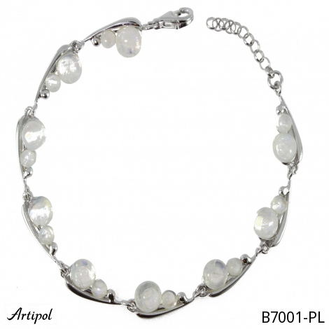 Bracelet B7001-PL with real Rainbow Moonstone