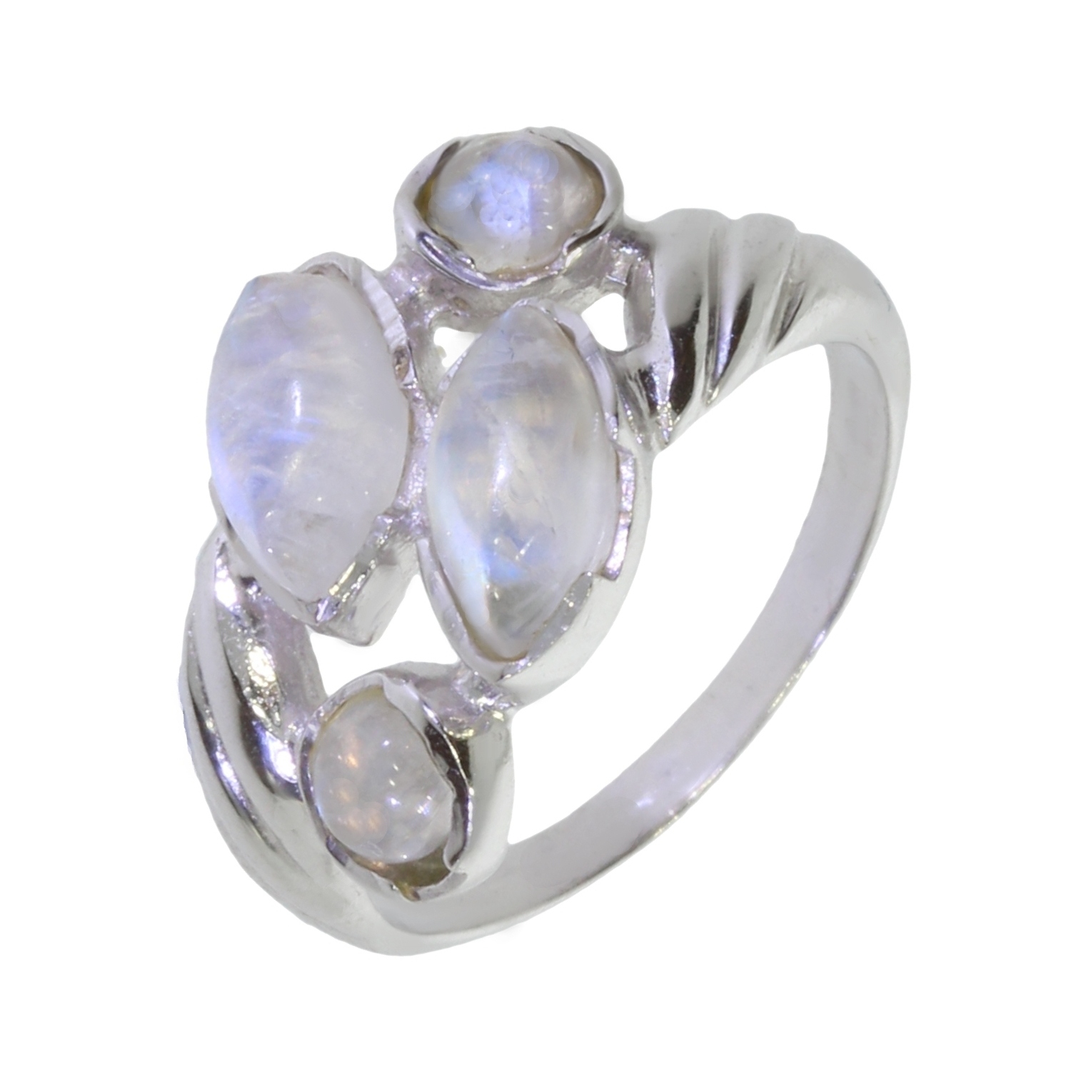 Bague Femme En Argent 925 Avec Pierre De Lune - Ajustable, Design Celtique - Cadeau Romantique