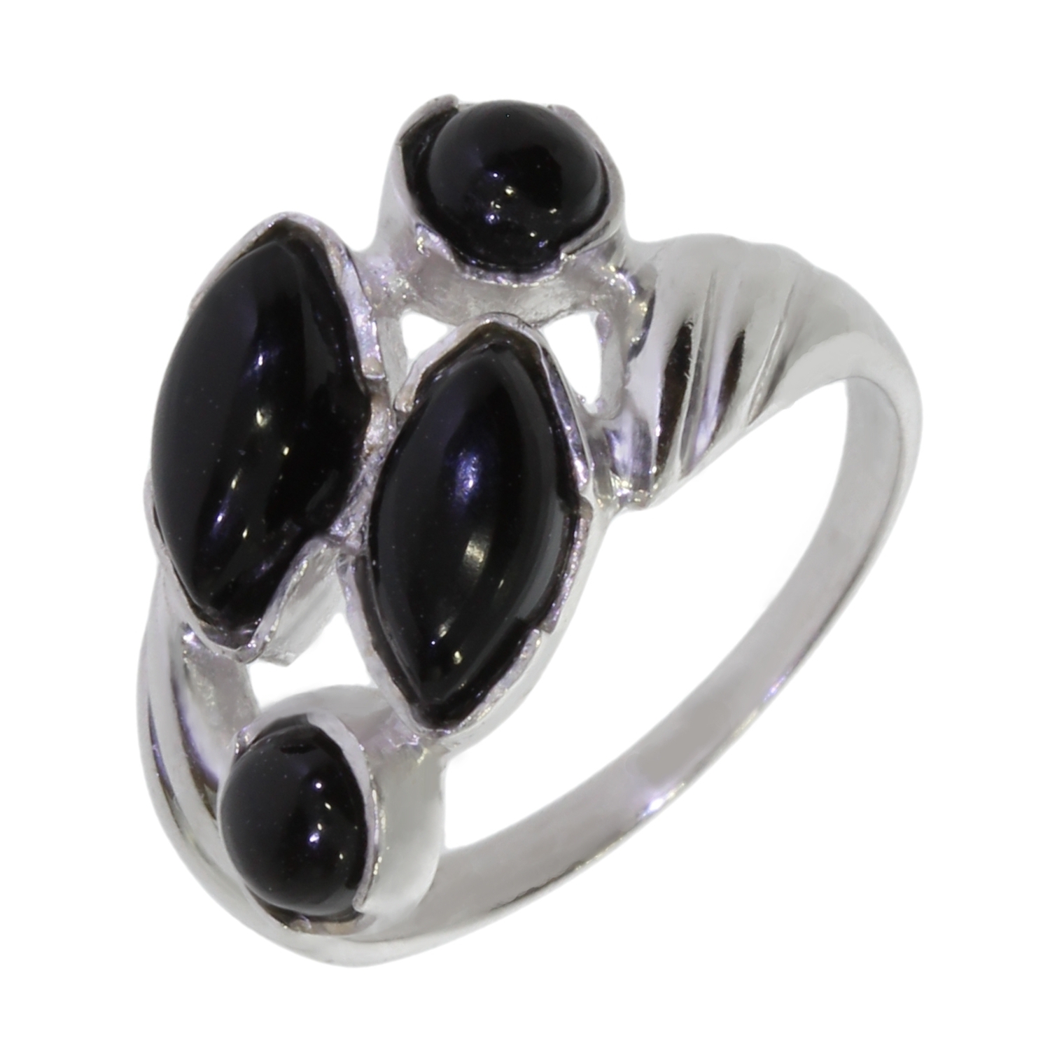 Bague Argent Sterling Onyx Noir - Vintage - Taille 60-61