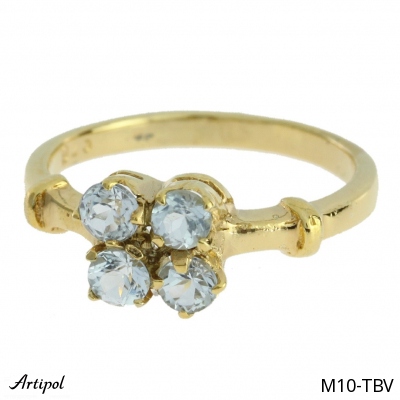 Ring M10-TBV with real Blue topaz gold plated