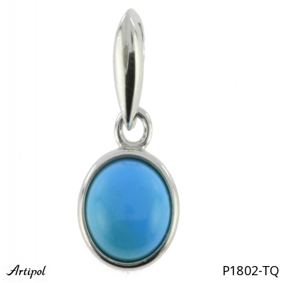 Lex & Lu Sterling Silver Polished Synthetic Turquoise Pendant LAL115597-Prime