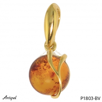 Pendant P1803-BV with real Amber gold plated