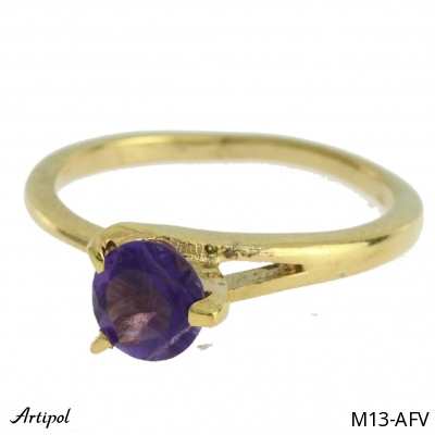 Ring M13-AFV with real Amethyst gold plated