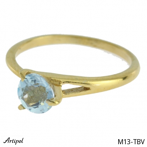 Ring M13-TBV mit echter vergoldetem blauen Topas