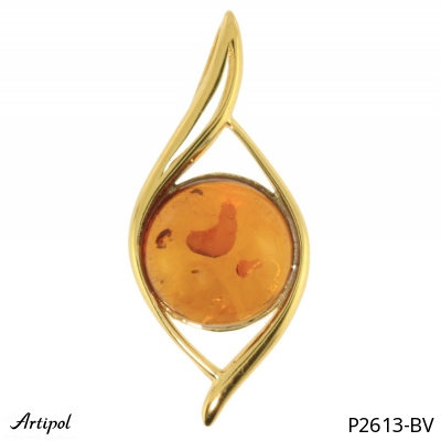 Pendant P2613-BV with real Amber gold plated