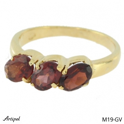 Ring M19-GV with real Red garnet gold plated