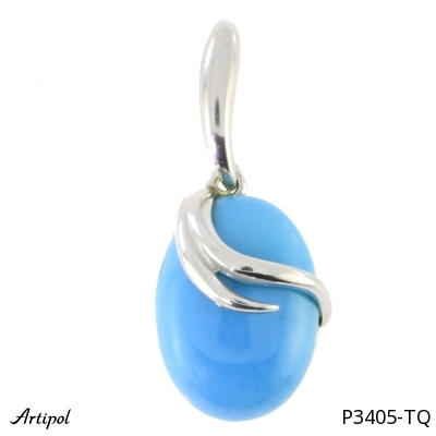 Pendentif Turquoise Ovale En Argent 925 - Pierre Naturelle 14x20 Mm, Chaîne Incluse, Longueur 3 Cm