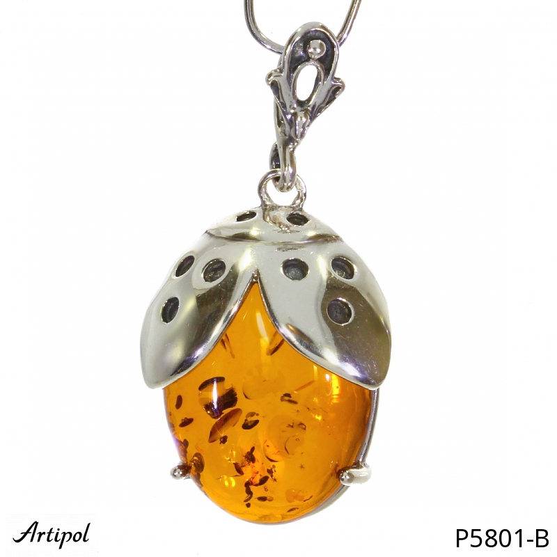 Pendant P5801-B with real Amber