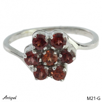 Ring M21-G with real Red garnet
