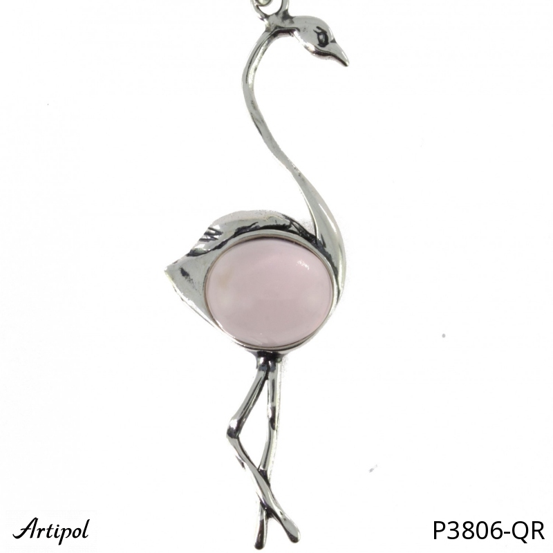 Pendentif P3806-QR en Quartz rose véritable