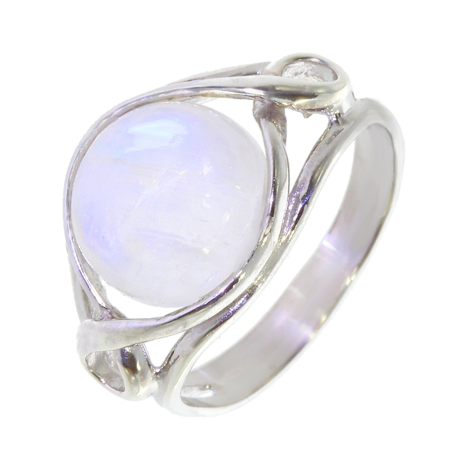 Bague De Fiançailles En Or Jaune 14 Carats Massif Avec Pierre De Lune Naturelle Coussin - Certifiée AGI