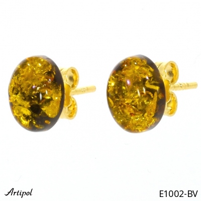 Earrings E1002-BV with real Amber gold plated