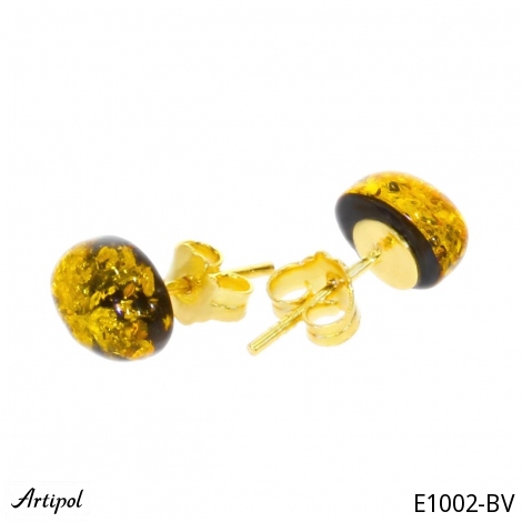 Earrings E1002-BV with real Amber