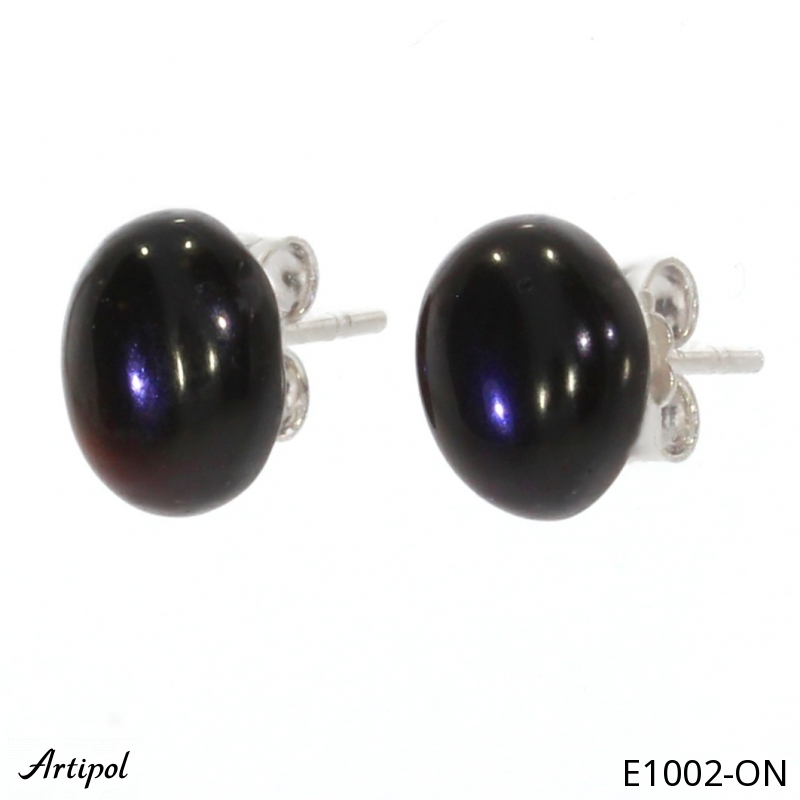 Earrings E1002-ON with real Black Onyx