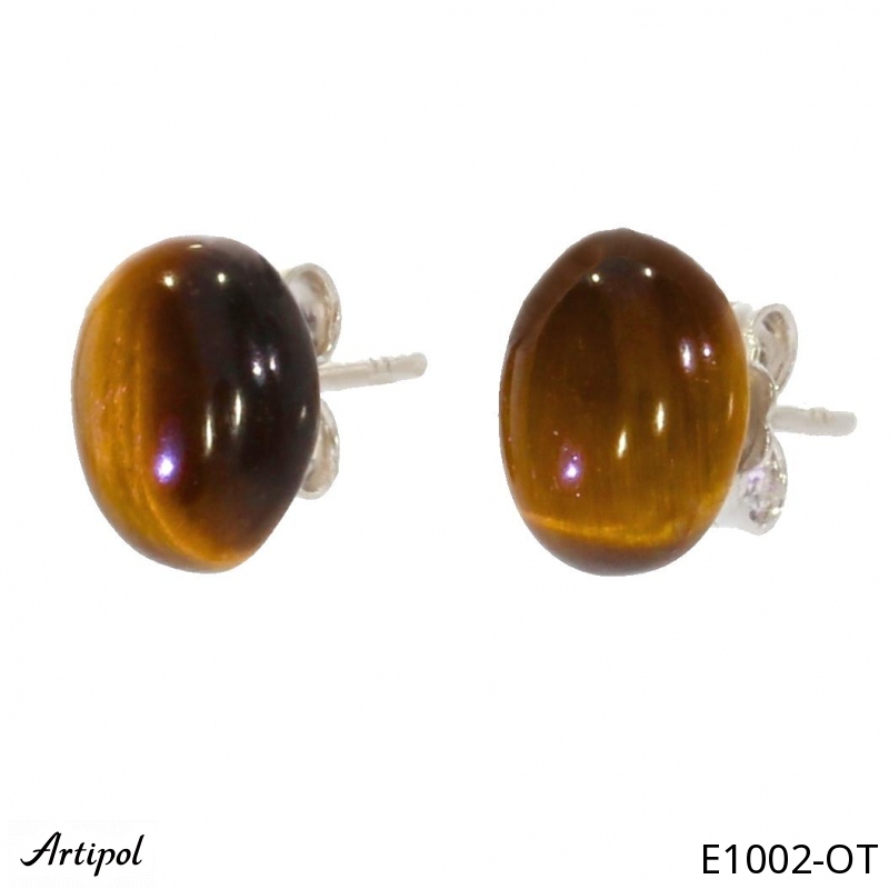 Earrings E1002-OT with real Tiger's eye