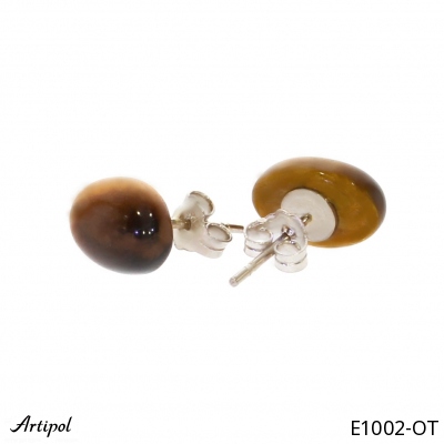Earrings E1002-OT with real Tiger's eye