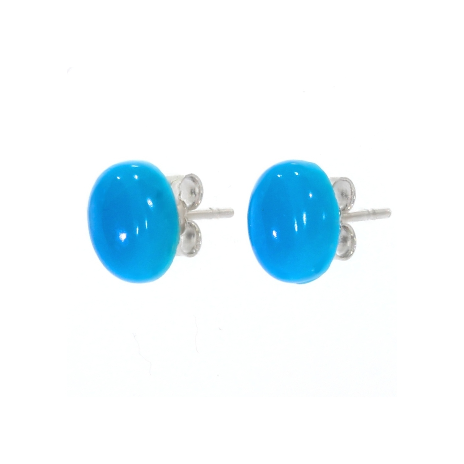Boucles D'oreilles Turquoise Véritable Sur Monture Argent - Neuf Avec étiquettes - Le Bijou Français
