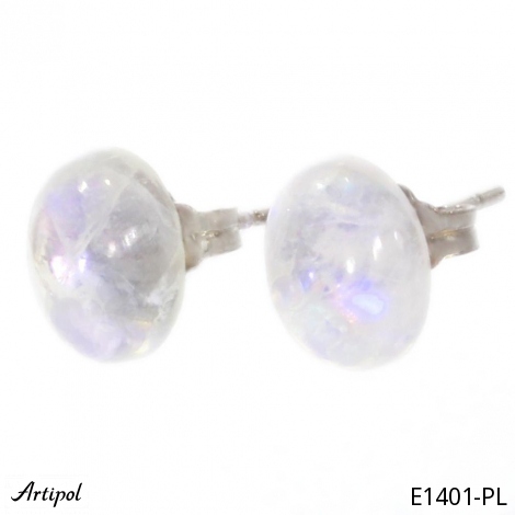 Earrings E1401-PL with real Rainbow Moonstone