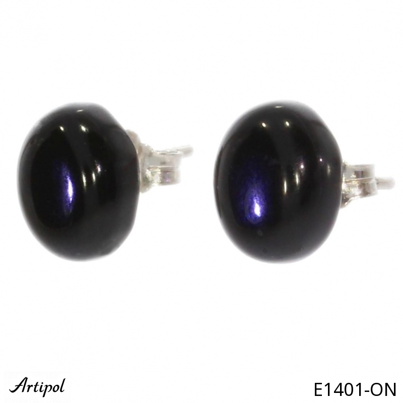 Boucles d'oreilles E1401-ON en Onyx noir véritable