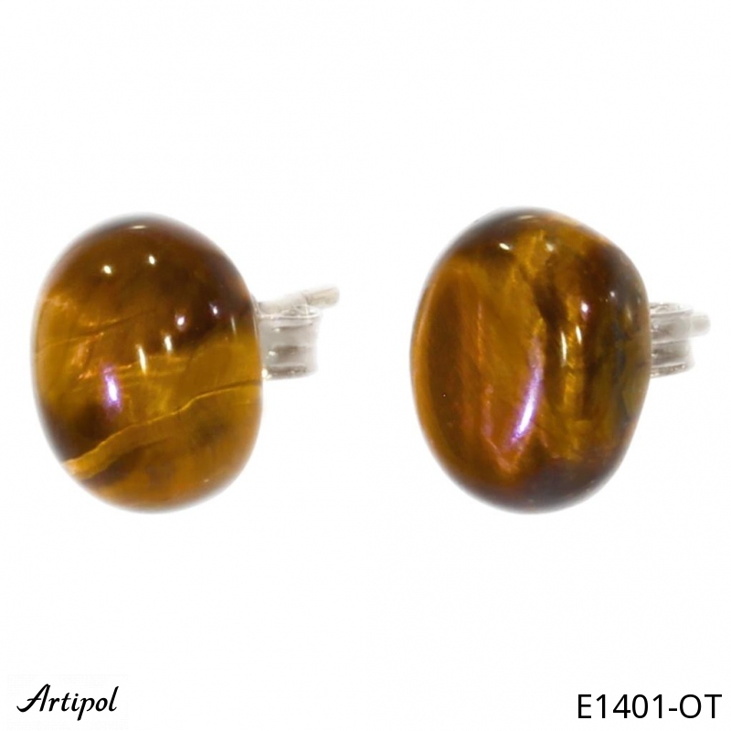 Earrings E1401-OT with real Tiger's eye