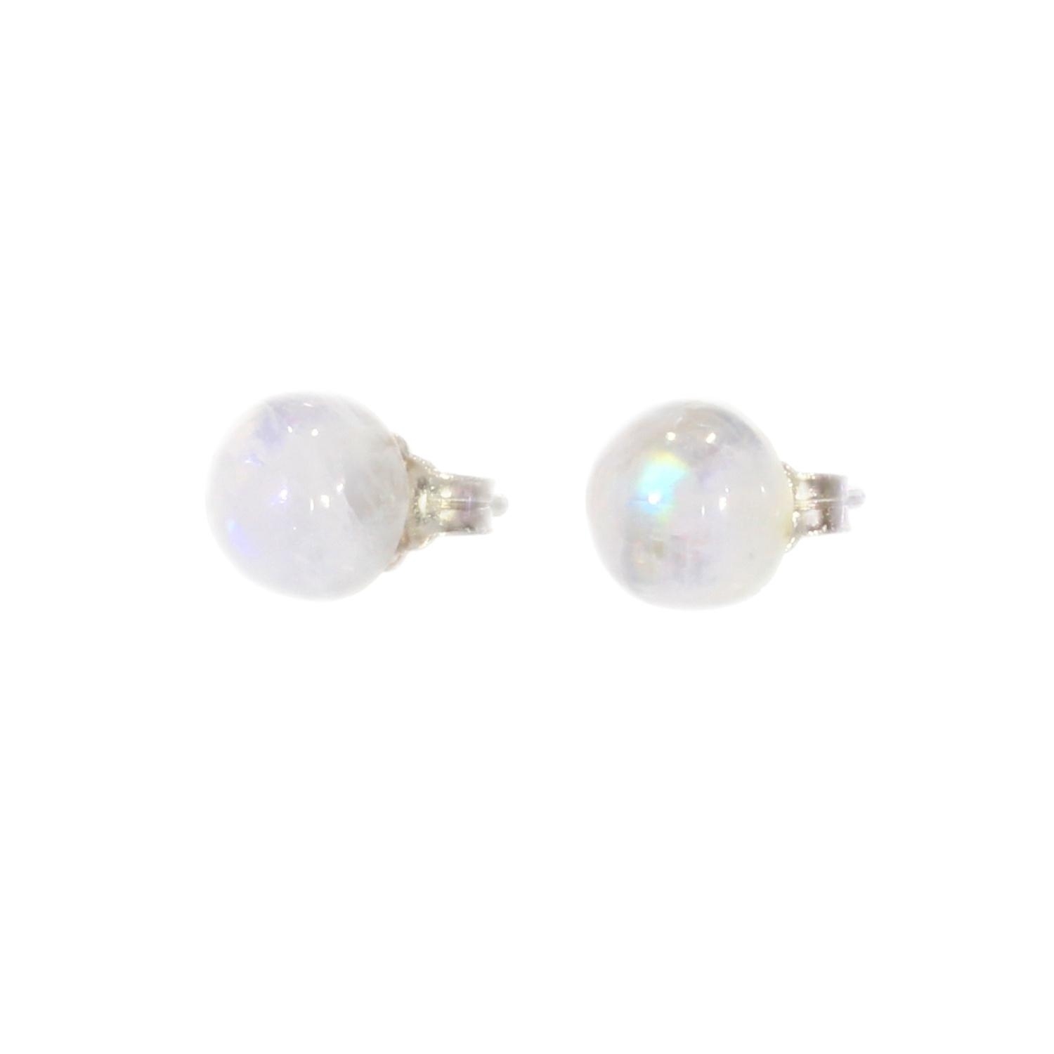 Boucles D'oreilles ARGENT 925 Avec PIERRE DE LUNE Véritable - Forme Cône Baroque - Reflet Blanc - Dormeuses - Neuf Sans Emballage