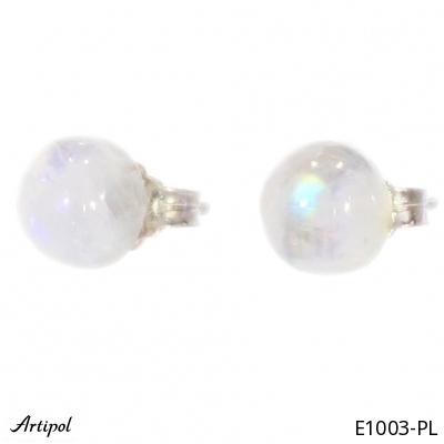 Earrings E1003-PL with real Rainbow Moonstone