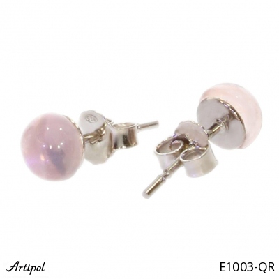 Earrings E1003-QR with real Rose quartz