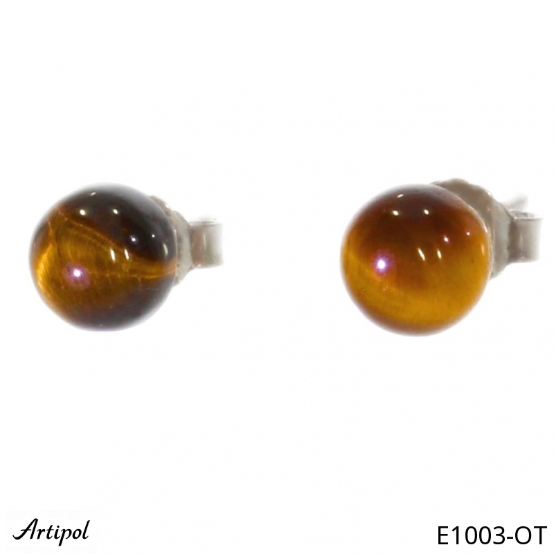 Earrings E1003-OT with real Tiger's eye