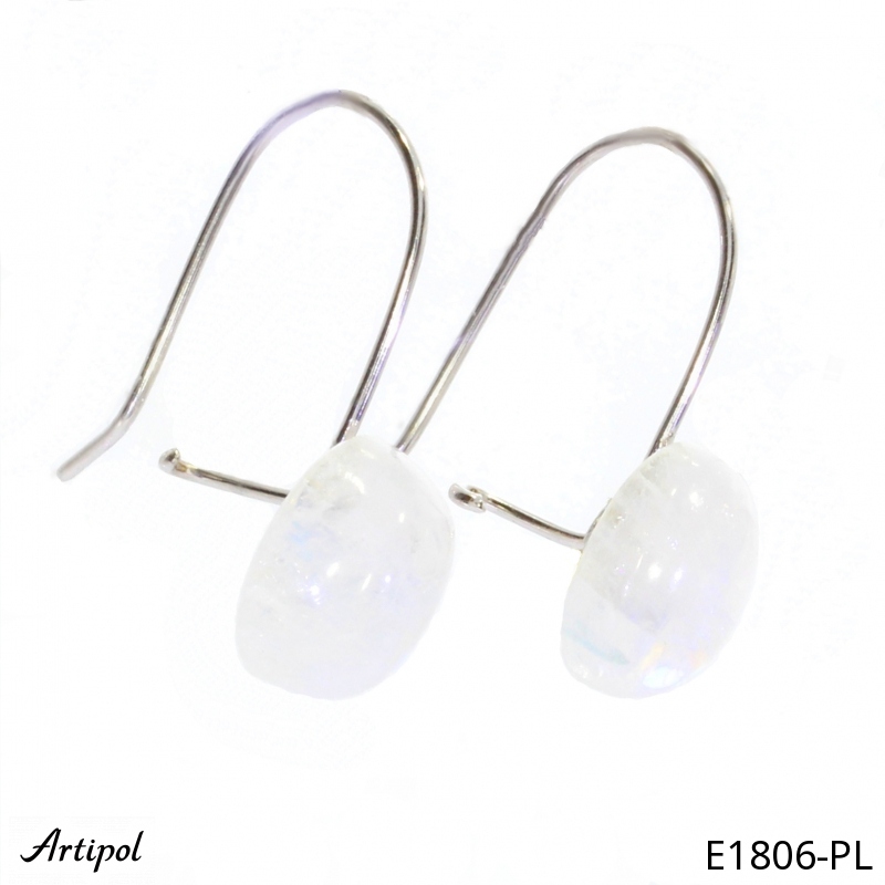 Earrings E1806-PL with real Rainbow Moonstone