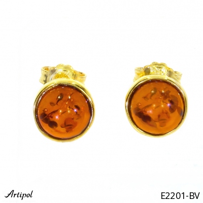 Earrings E2201-BV with real Amber gold plated